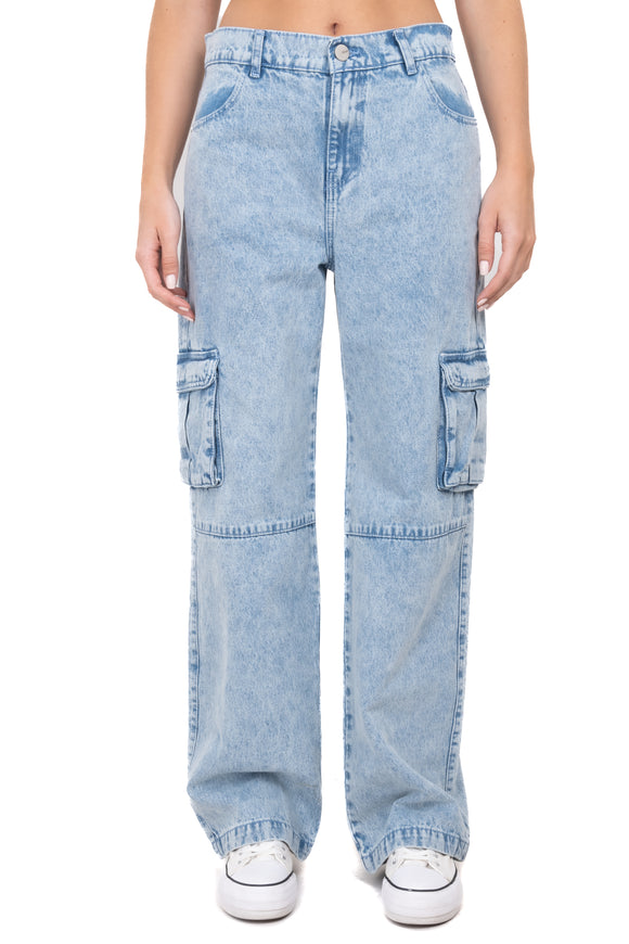 Jeans cargo cintura media