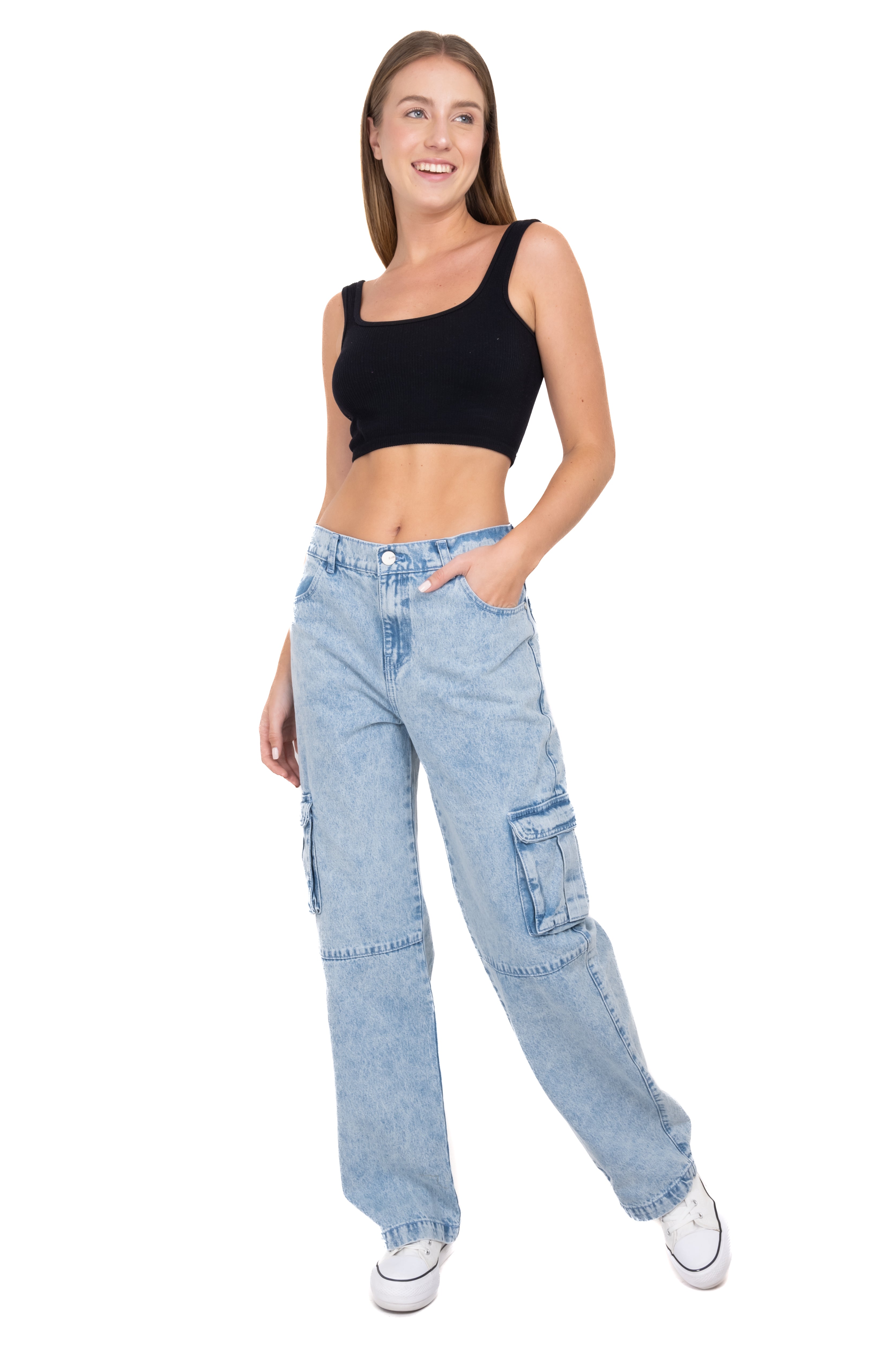 Jeans cargo cintura media ACID LIGHT