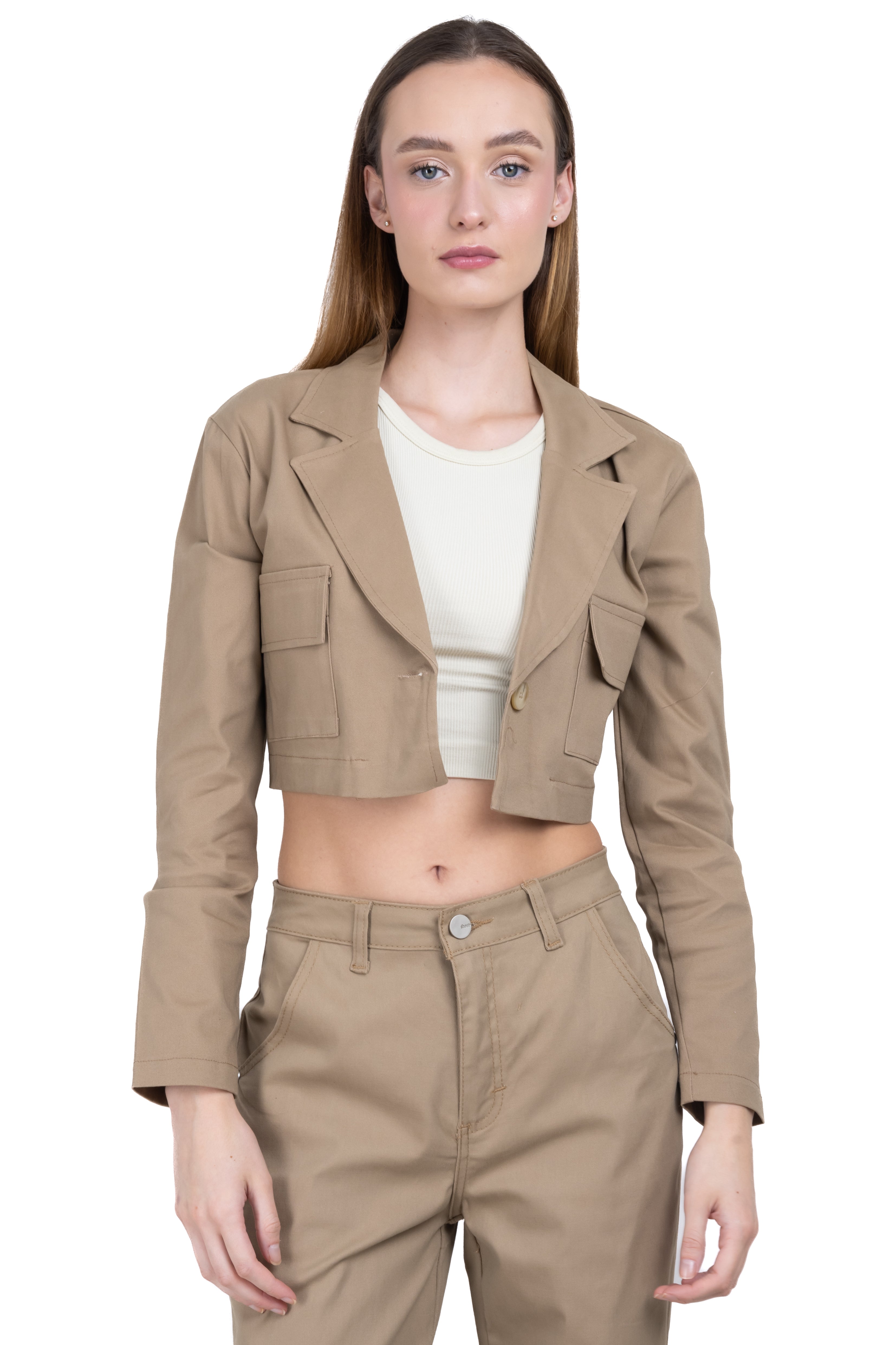 Saco crop bolsos cargo KHAKI