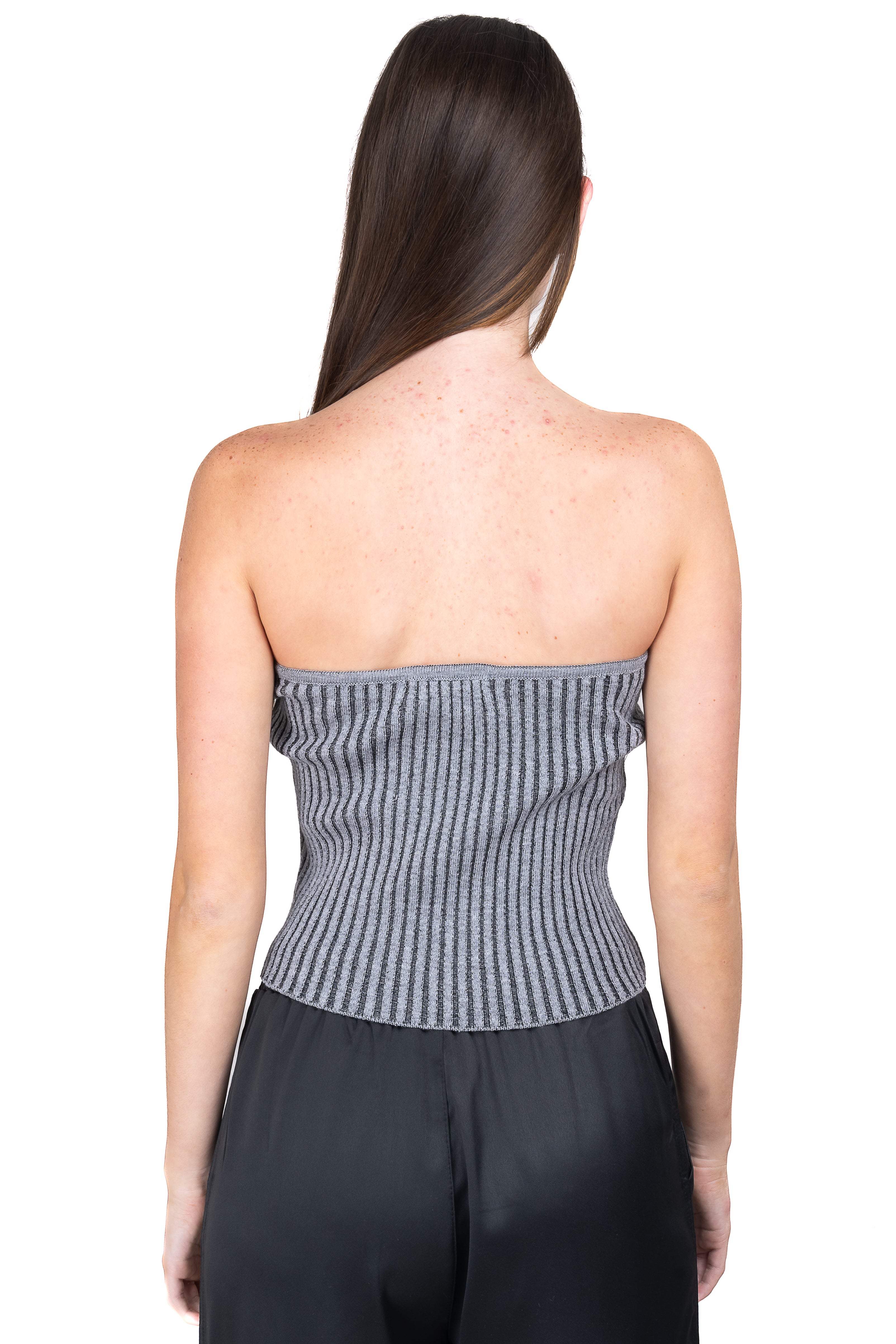 Top tejido suave strapless GRIS JASPE