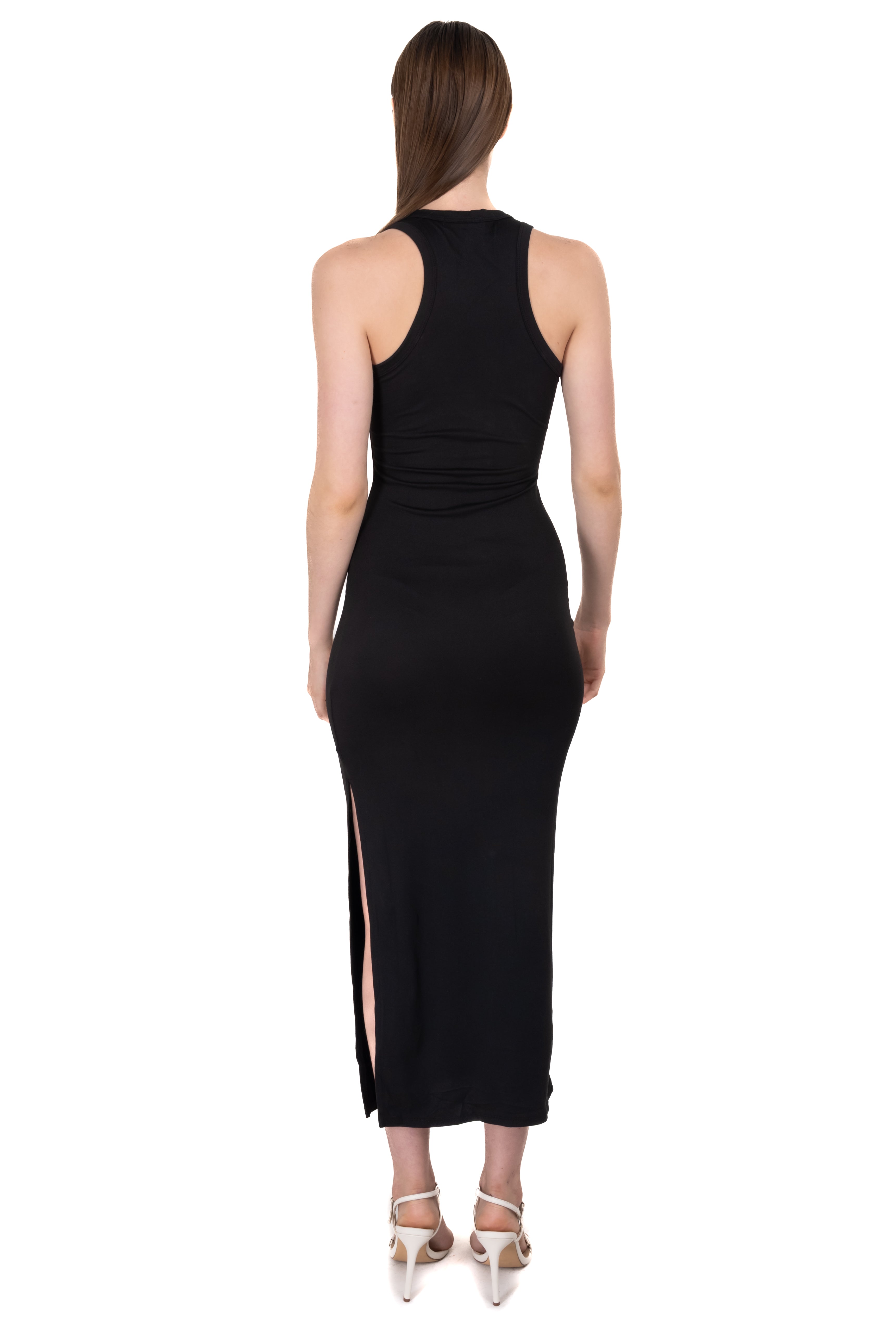 Vestido maxi bodycon abertura NEGRO