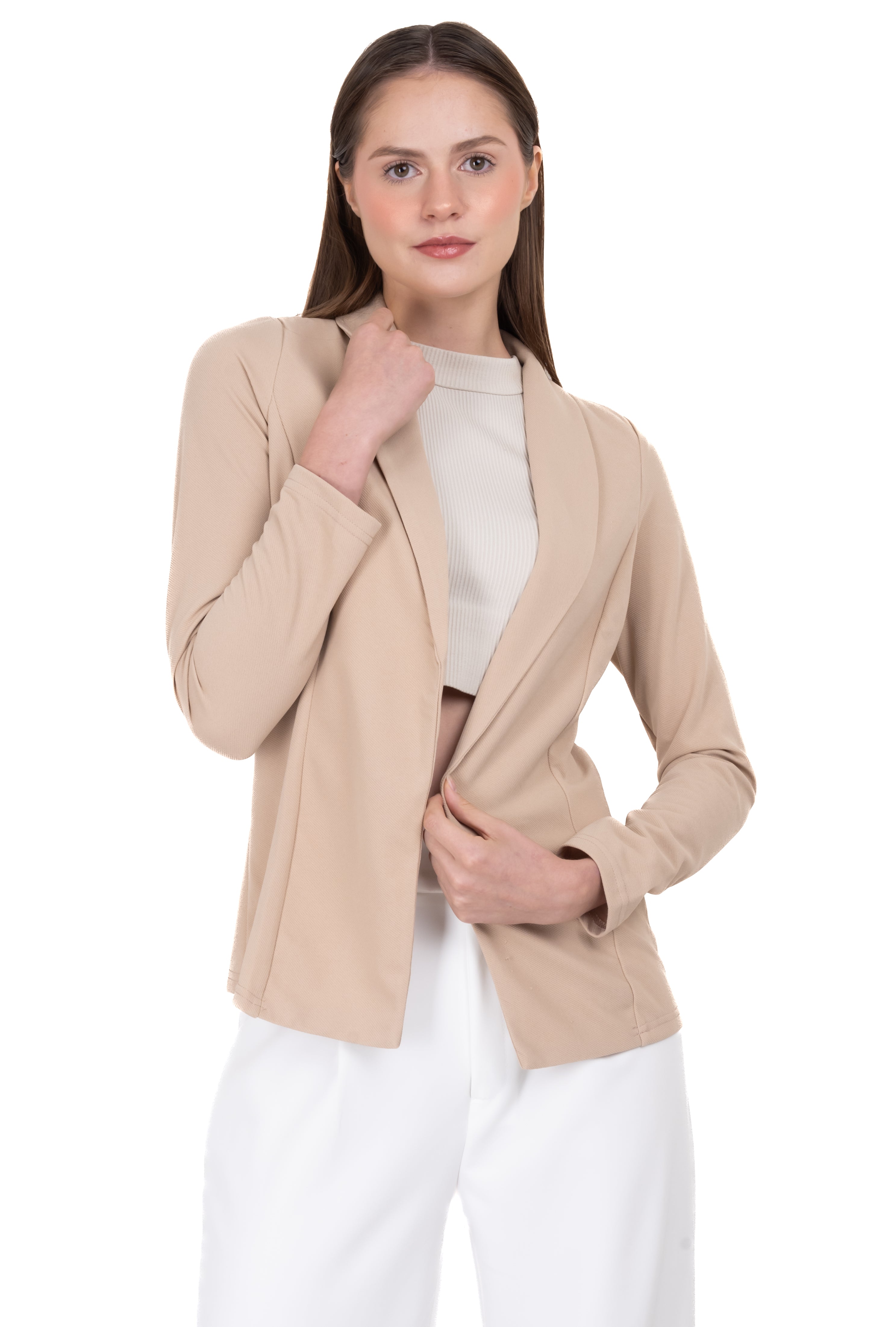 Saco liso cuello solapa KHAKI