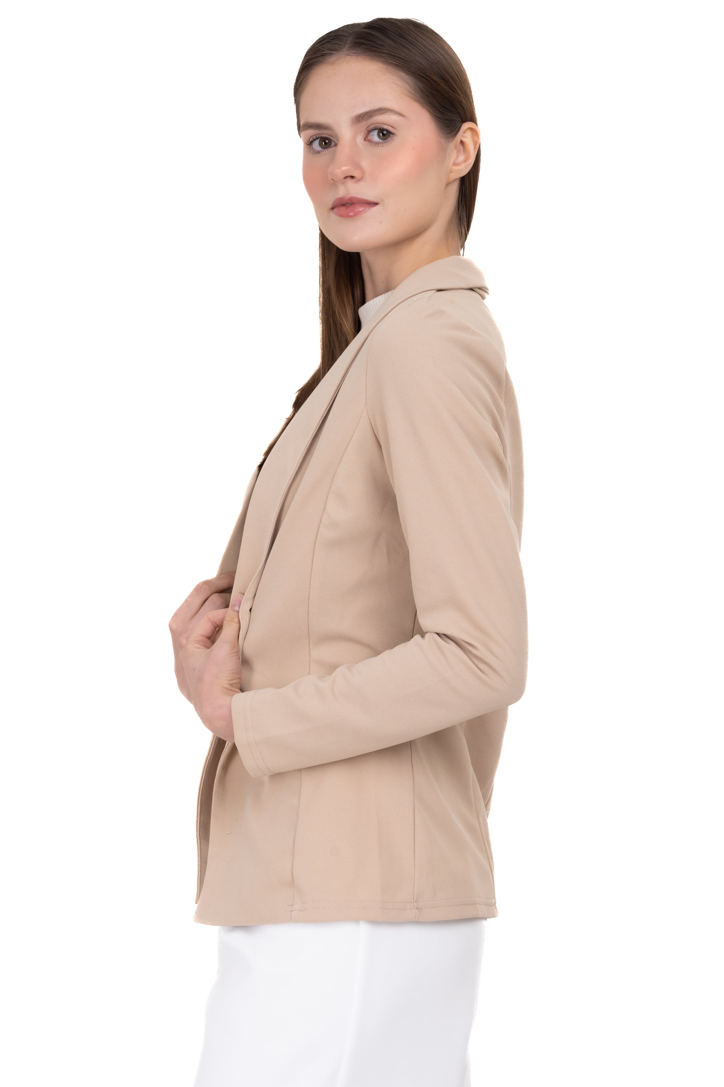 Saco liso cuello solapa KHAKI