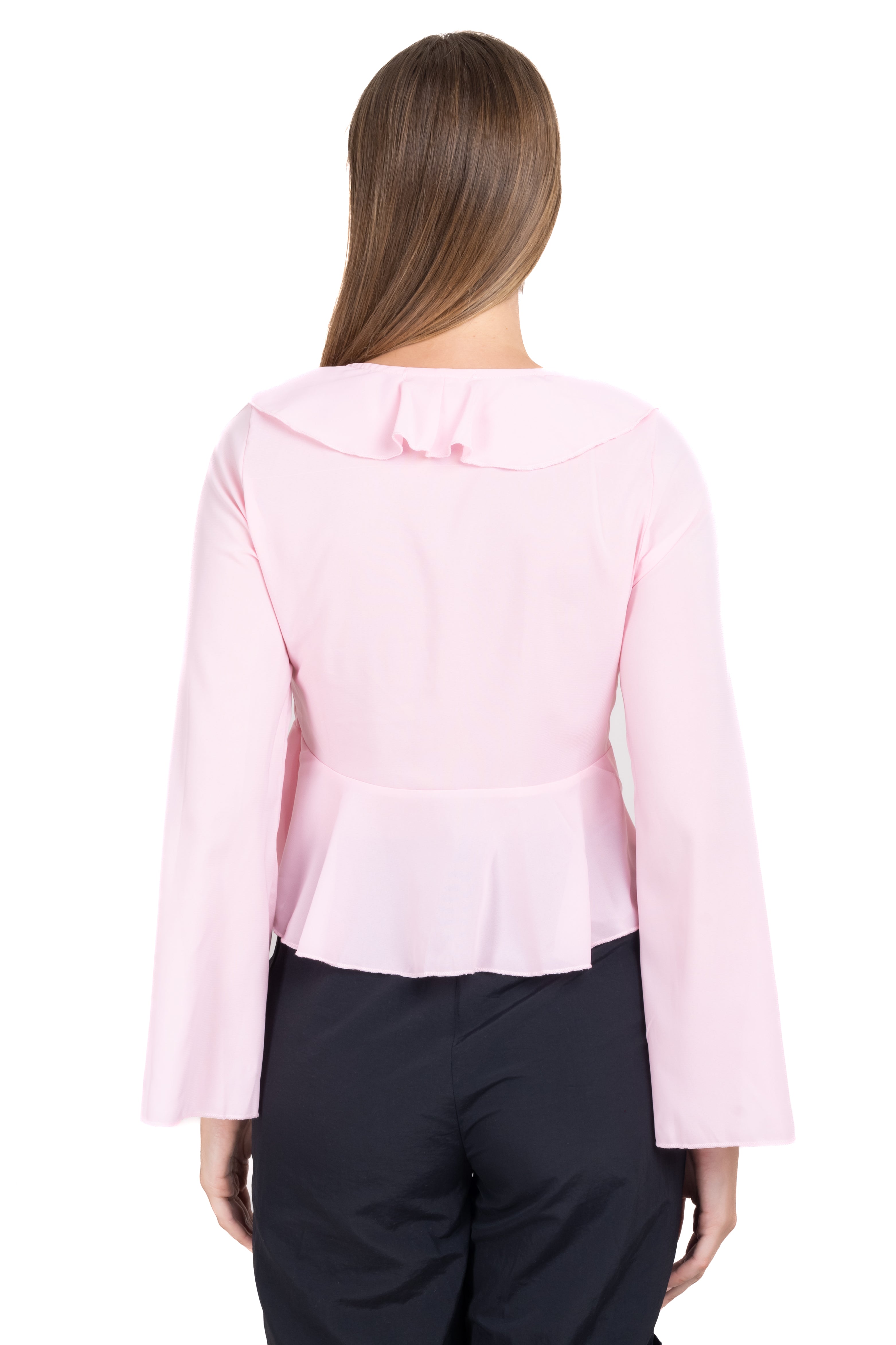 Blusa abierta olán cintas ROSA