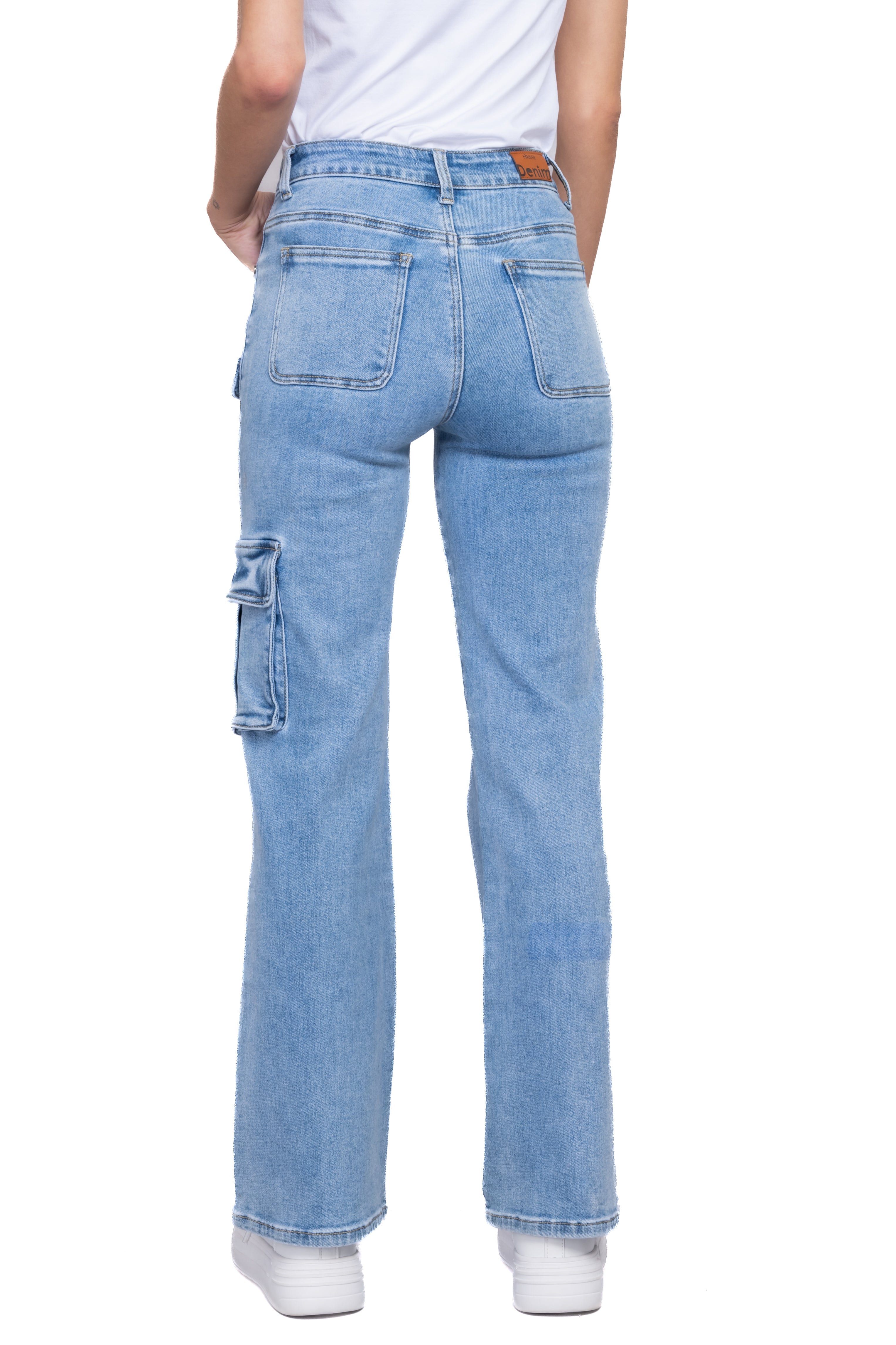 Jeans cargo wide leg multibolsas ACID WASH
