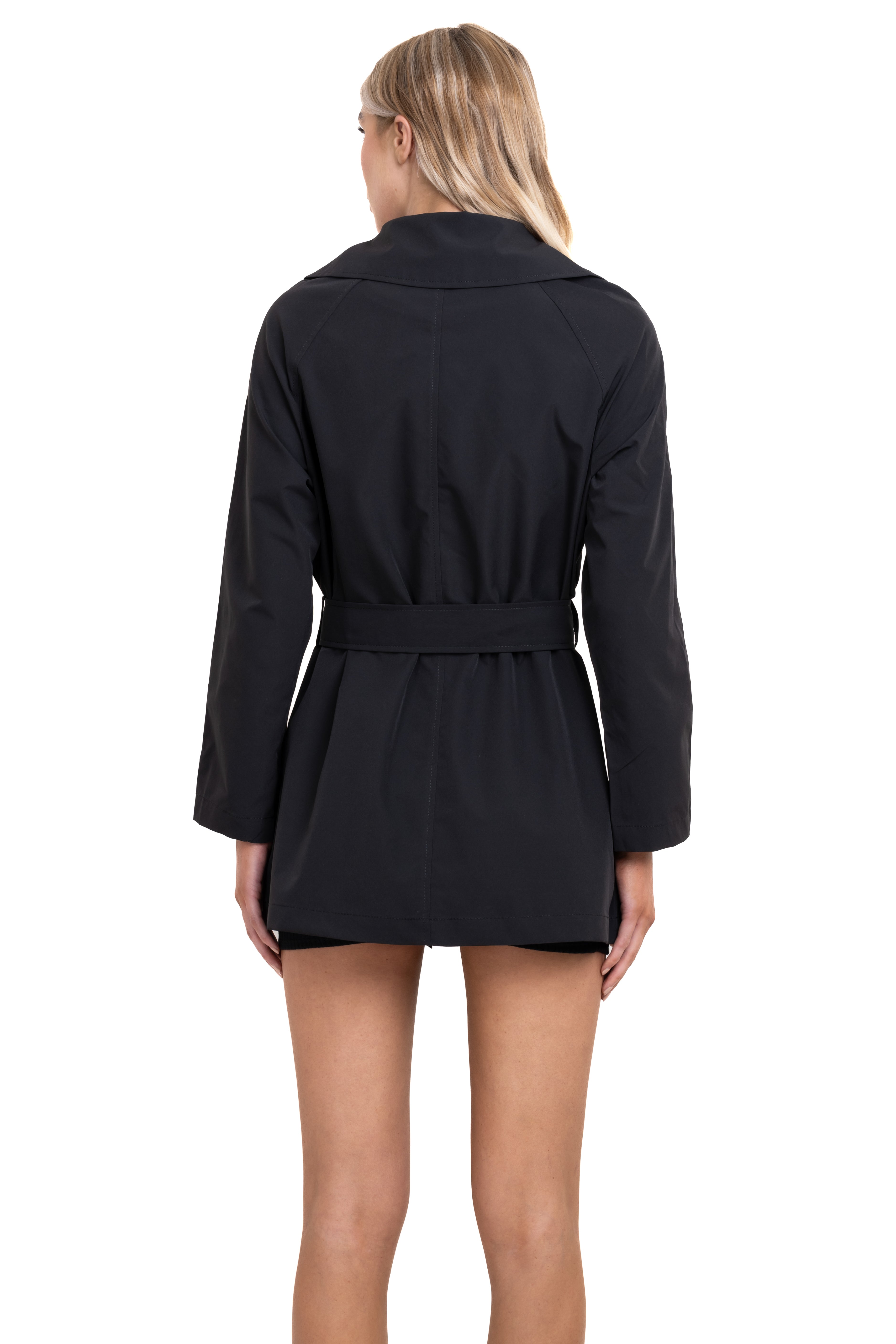 Gabardina botones cinturón NEGRO