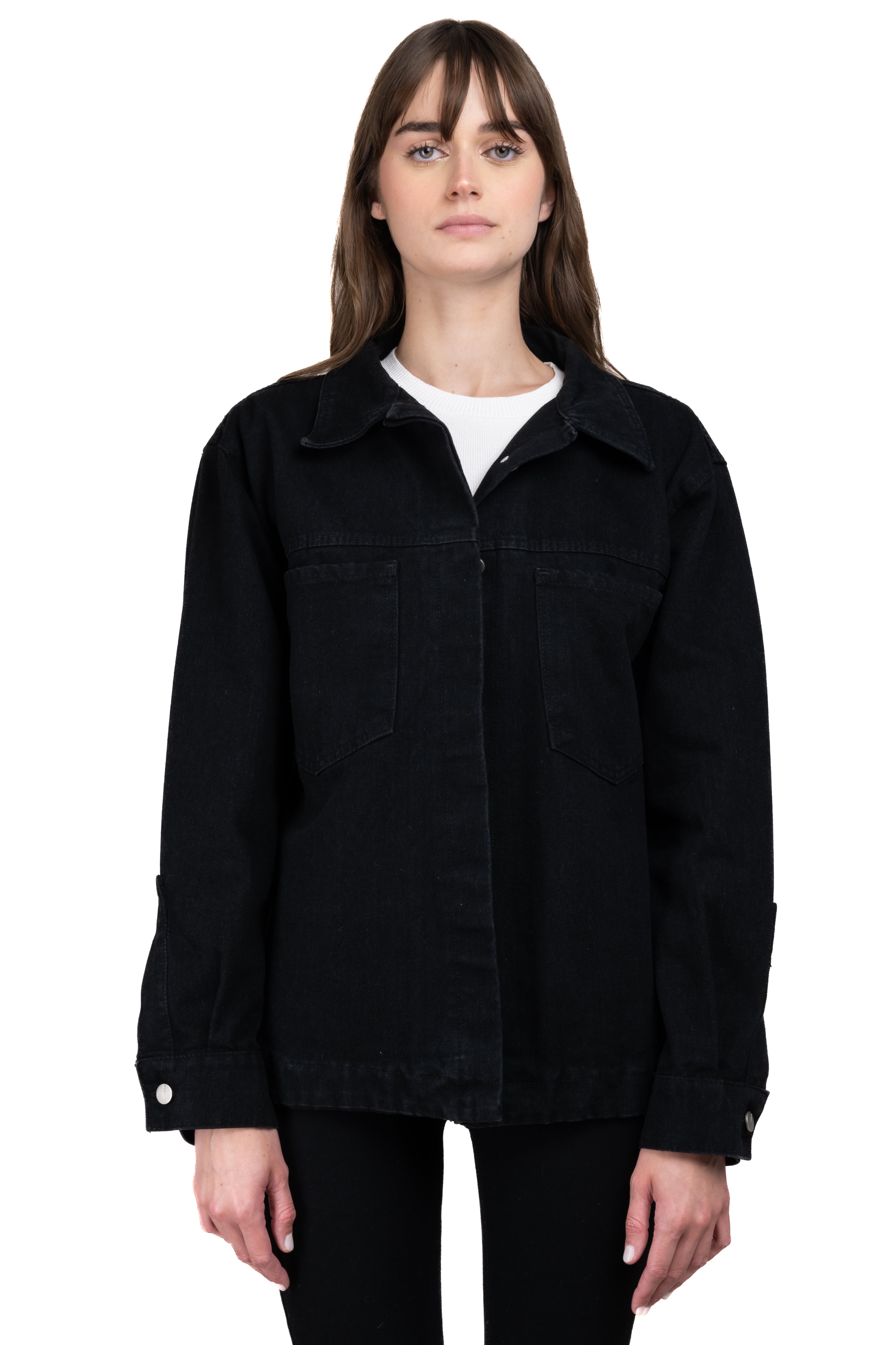 Chamarra denim oversize bolsillos NEGRO