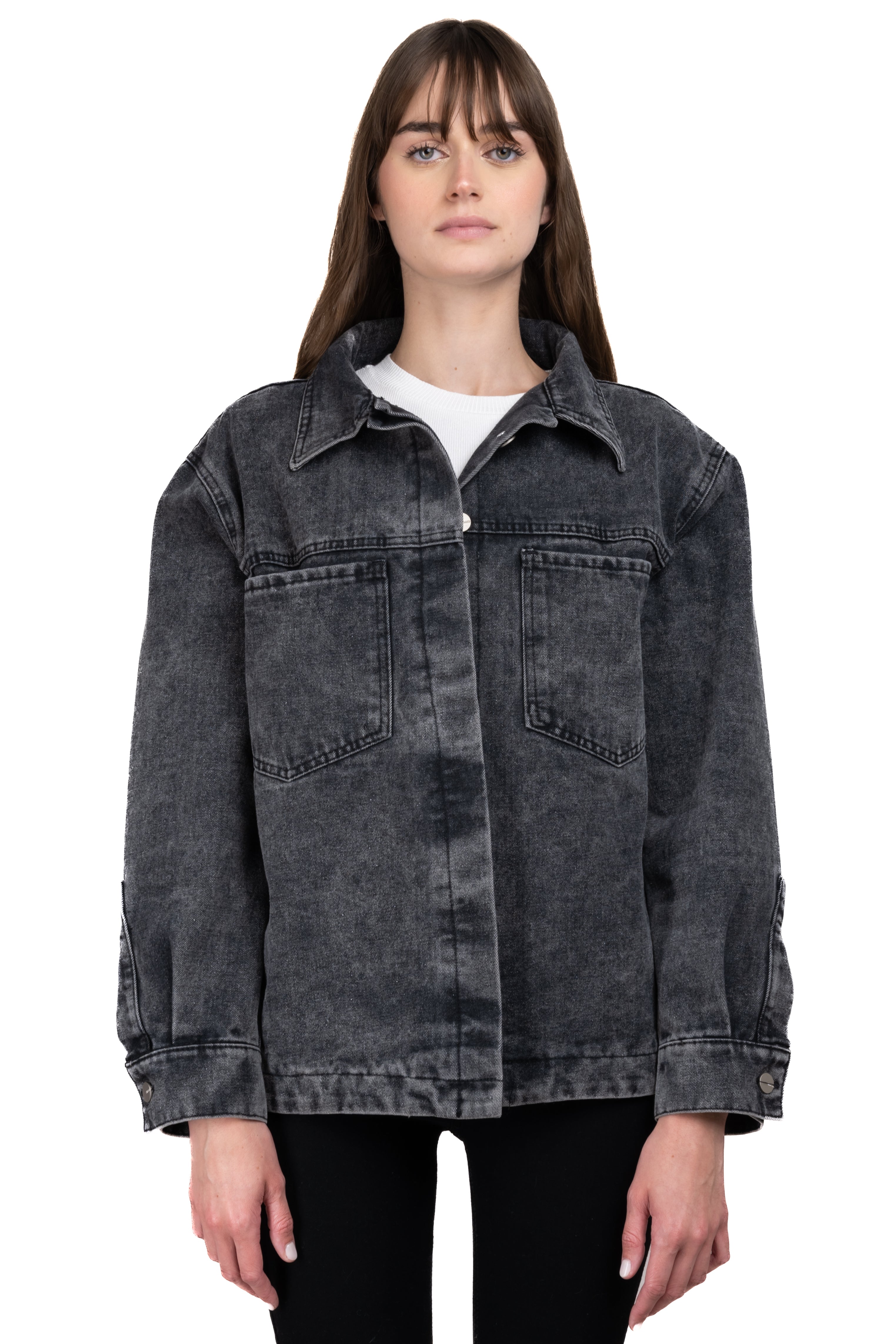 Chamarra denim oversize bolsillos GRIS