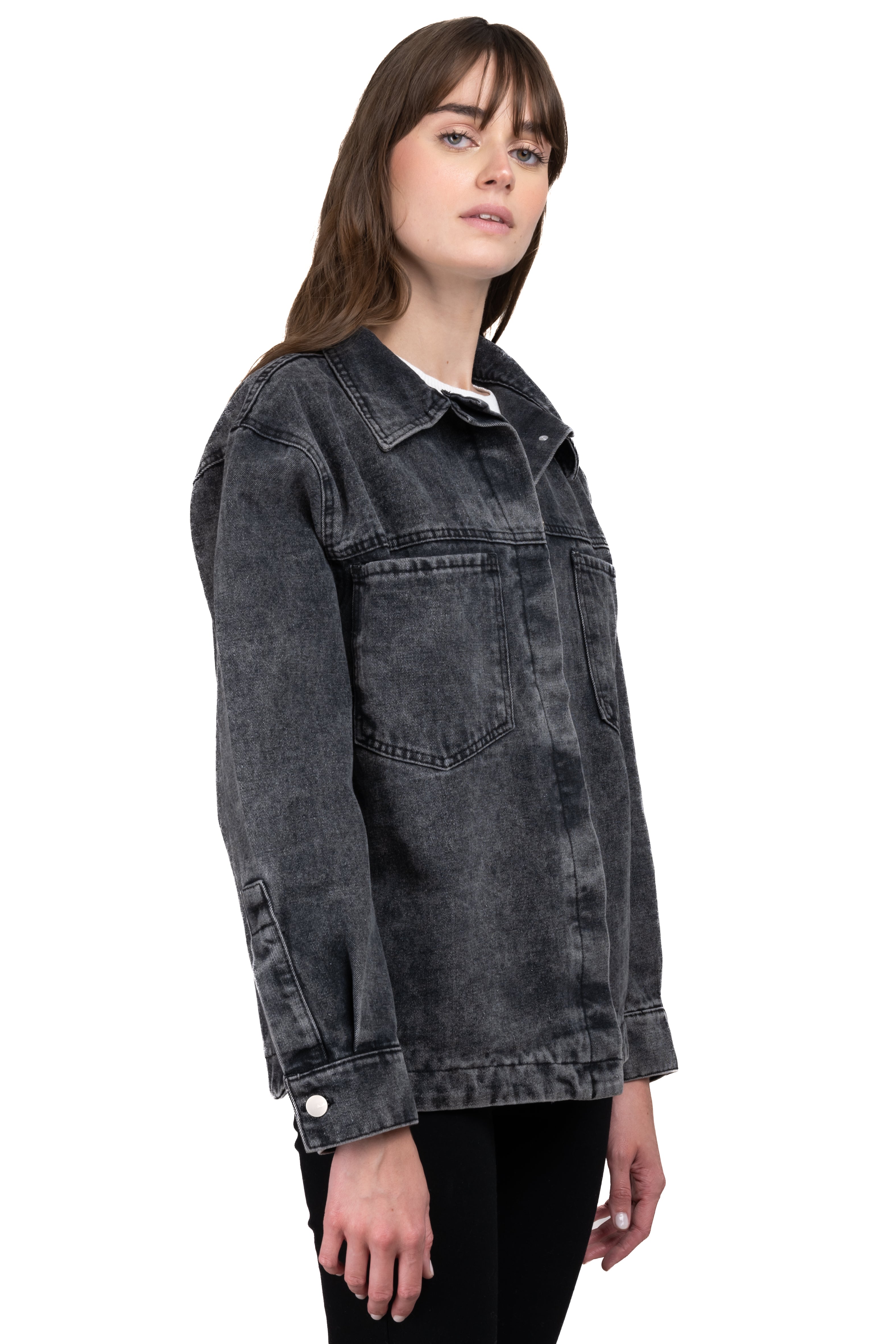 Chamarra denim oversize bolsillos GRIS