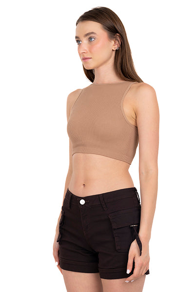 Top tank acanalado liso TAUPE