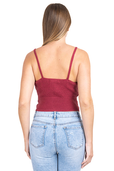 Top tejido acanalado cintas MARSALA