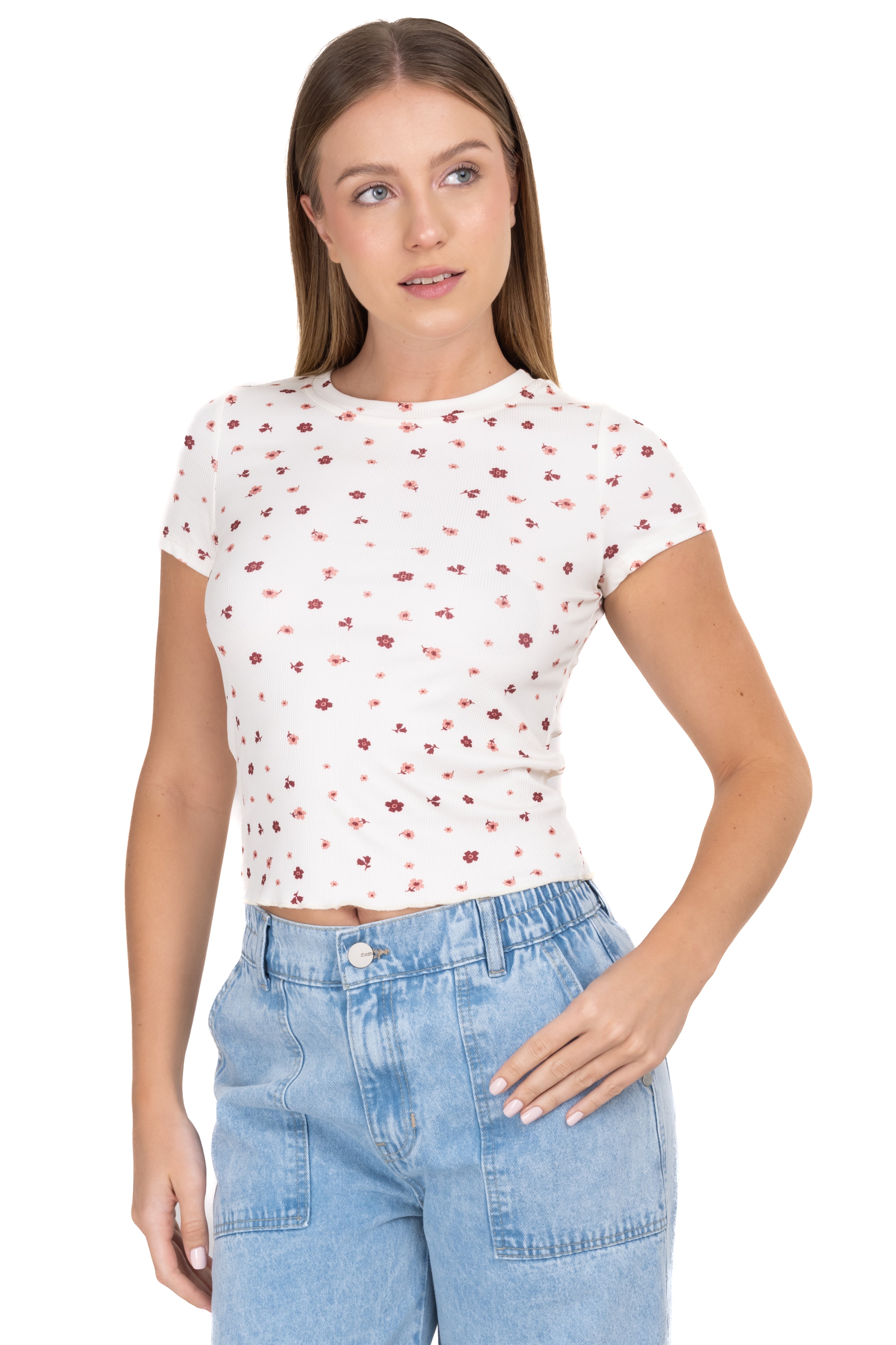 Top manga larga flock mesh corazones HUESO COMBO