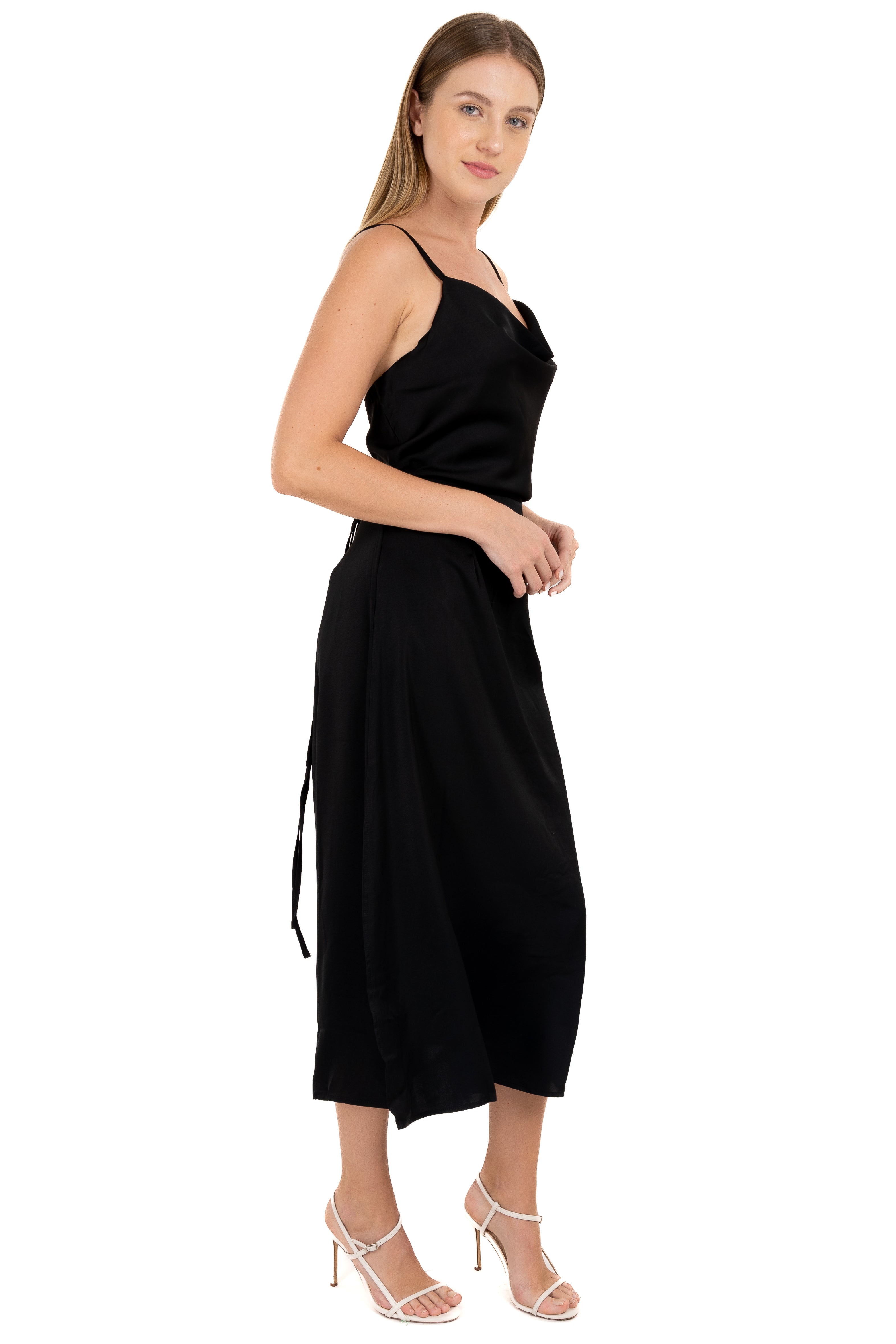 Vestido maxi tirantes lace up NEGRO