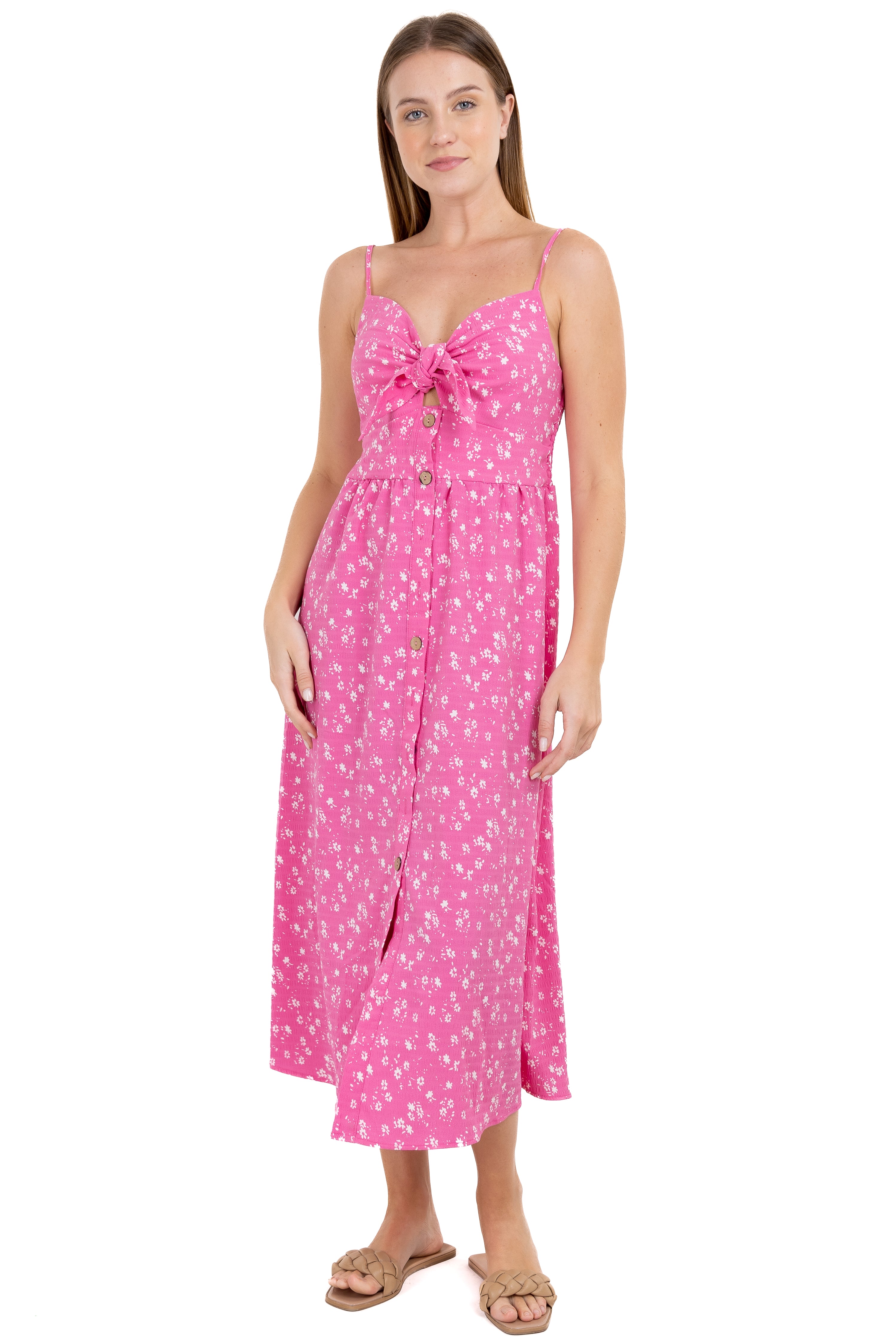 Vestido maxi botones frontales ROSA COMBO