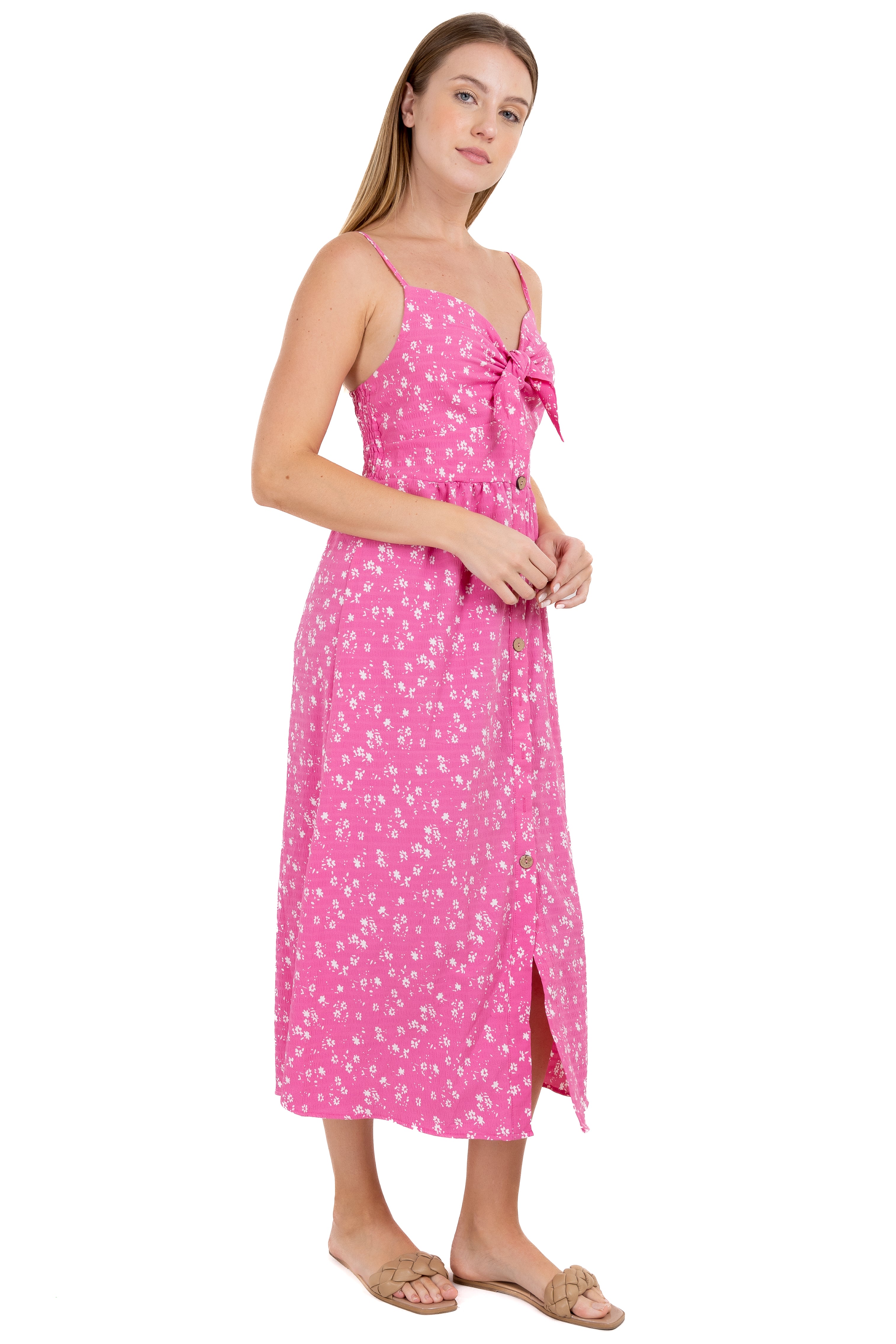 Vestido maxi botones frontales ROSA COMBO