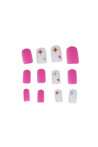 Set 12 uñas multidiseños bicolor BLANCO COMBO