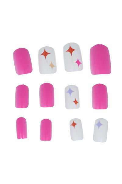 Set 12 uñas multidiseños bicolor