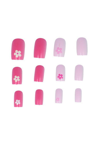 Set 12 uñas multidiseños bicolor