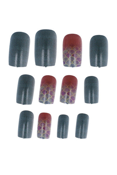 Set 12 uñas multidiseños bicolor