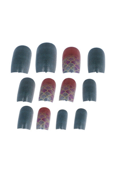 Set 12 uñas multidiseños bicolor