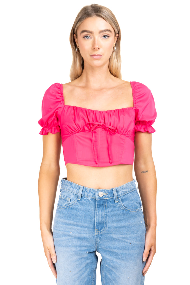 Blusa crop corset manga corta