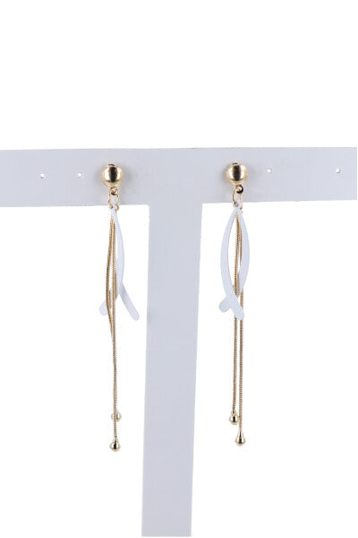 Aretes largos cadena media luna BLANCO