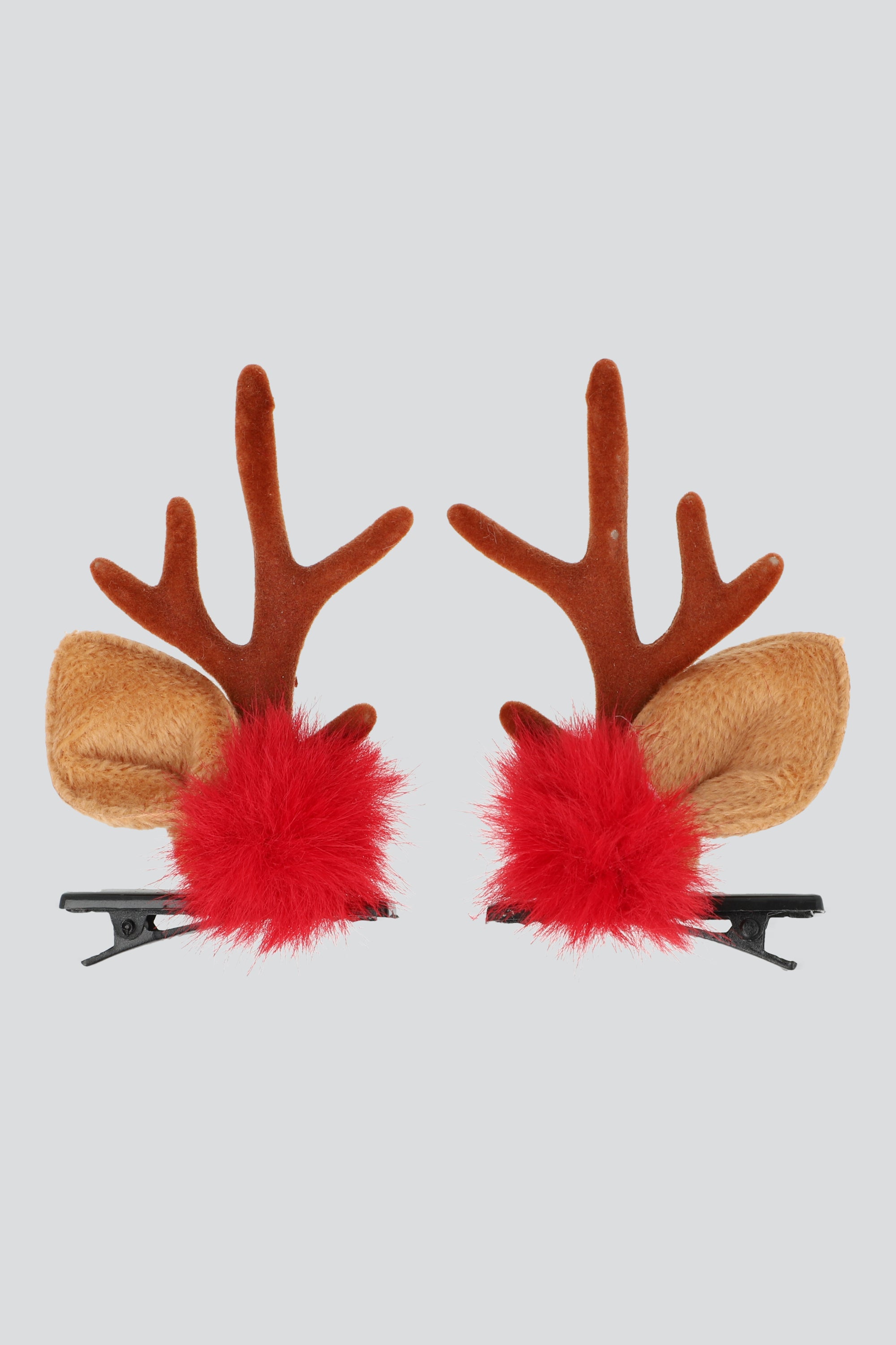 Set 2 Broches Oreja Reno Pompón ROJO