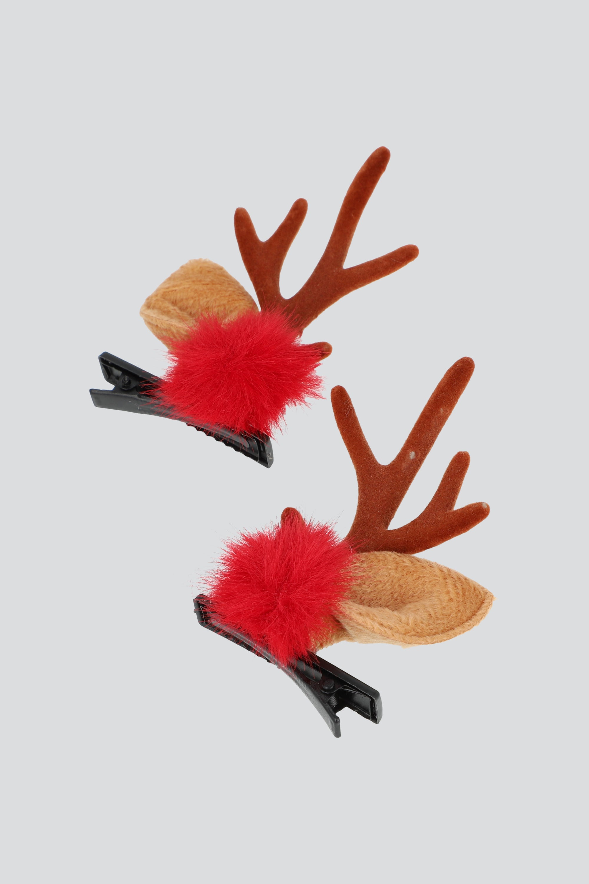Set 2 Broches Oreja Reno Pompón ROJO
