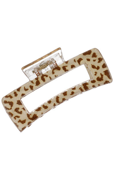 Pinza rectángular animal print BEIGE