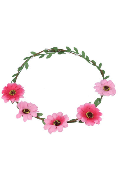 Diadema margaritas hojas ROSA