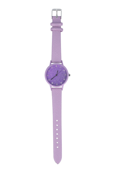 Reloj analógico monocolor glitter LILA