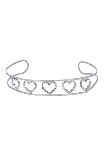 Choker Metal Corazones Brillos PLATA