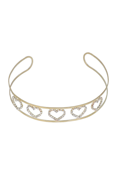 Choker Metal Corazones Brillos ORO