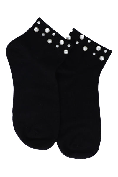 Calcetines monocolor perlas NEGRO