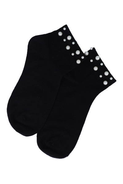 Calcetines monocolor perlas NEGRO
