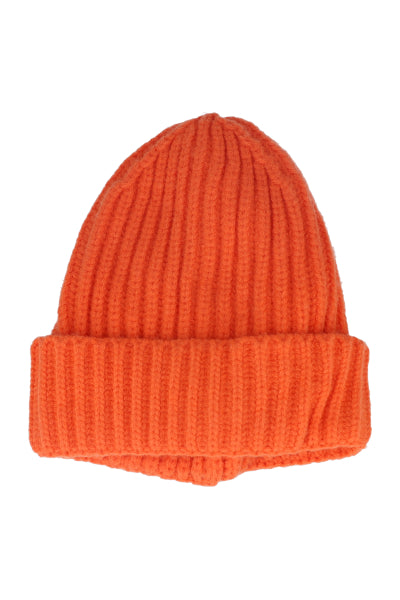 Beanie tejido ancho acanalado NARANJA