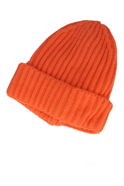 Beanie tejido ancho acanalado NARANJA