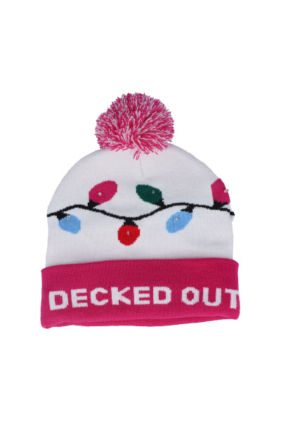 Gorro beanie navideño luces ROSA