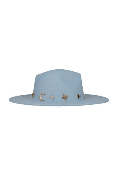 Sombrero fedora aplicaciones AZUL CIELO