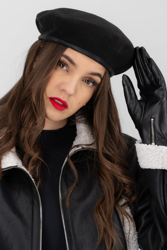 Boina tejida acanalada