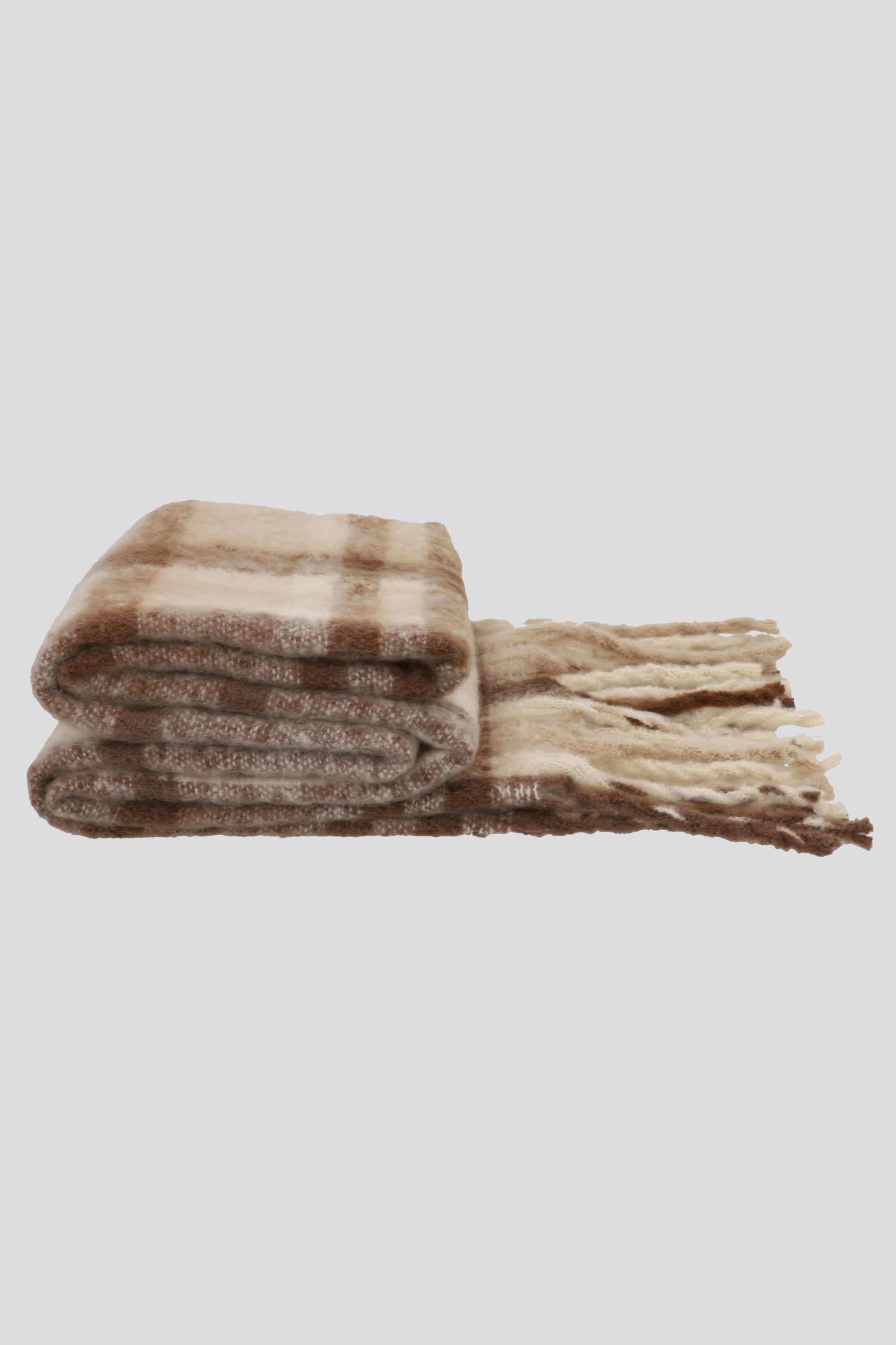 Bufanda tejido suave cuadros BEIGE