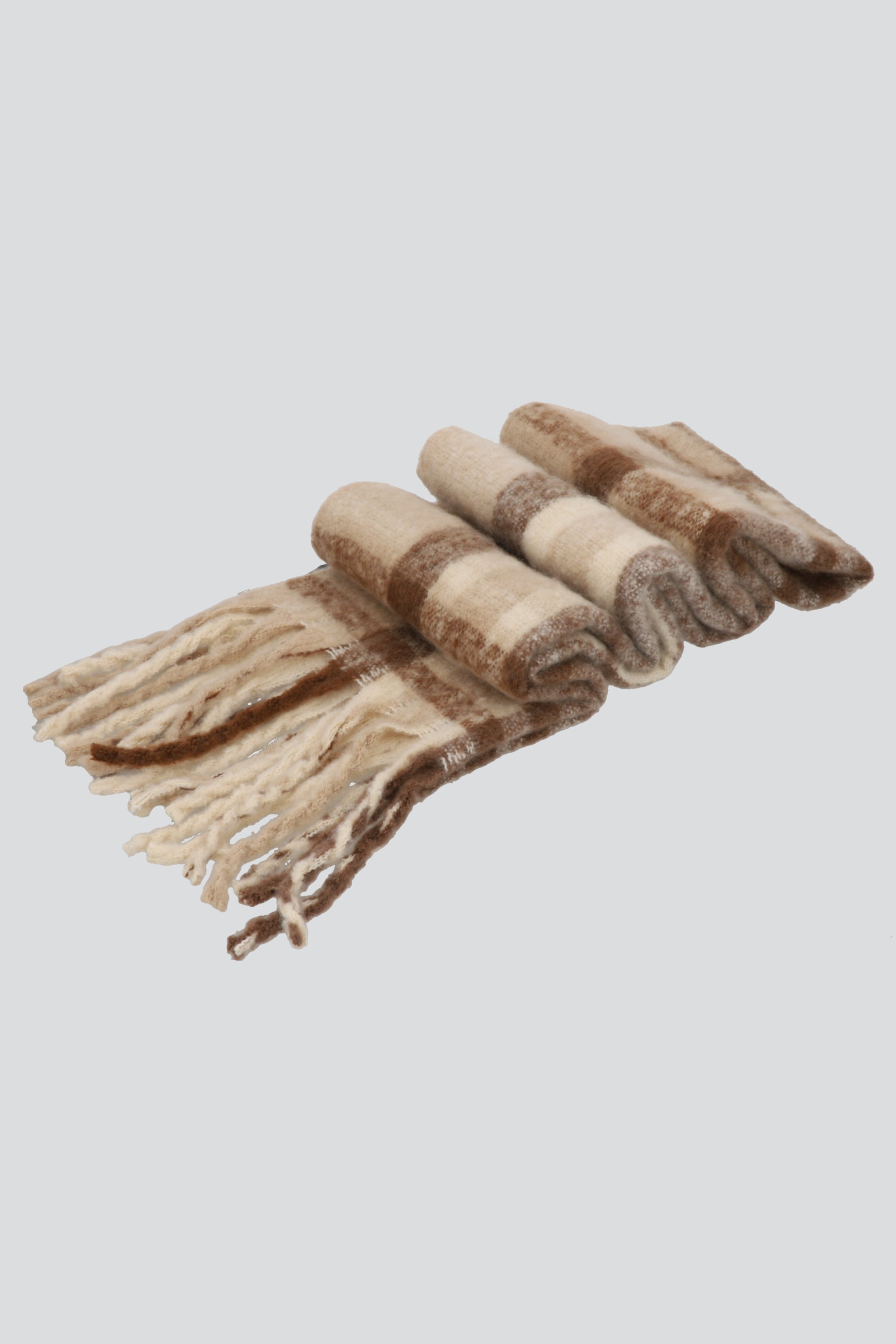 Bufanda tejido suave cuadros BEIGE