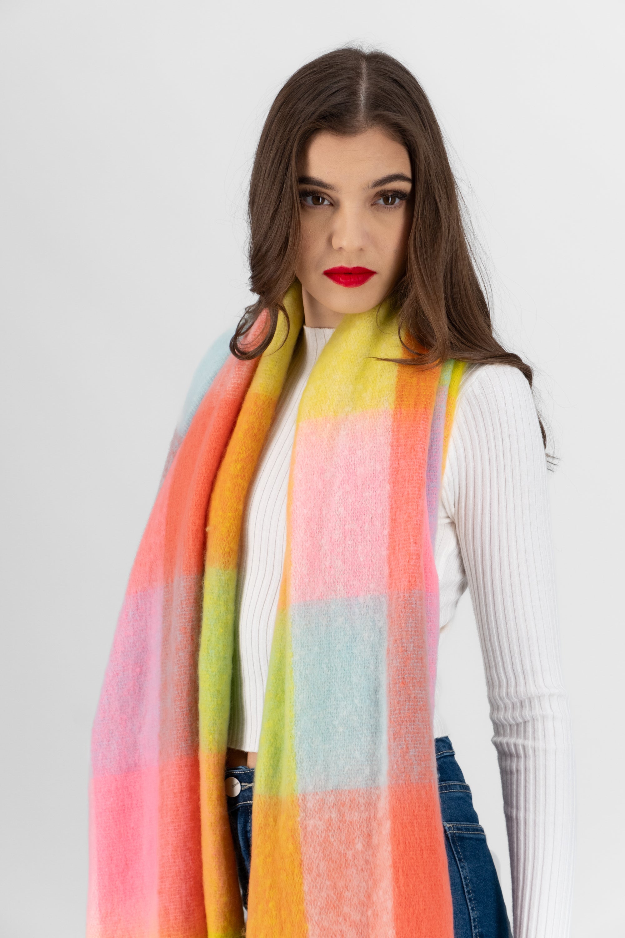 Bufanda cuadros multicolor MULTICOLOR