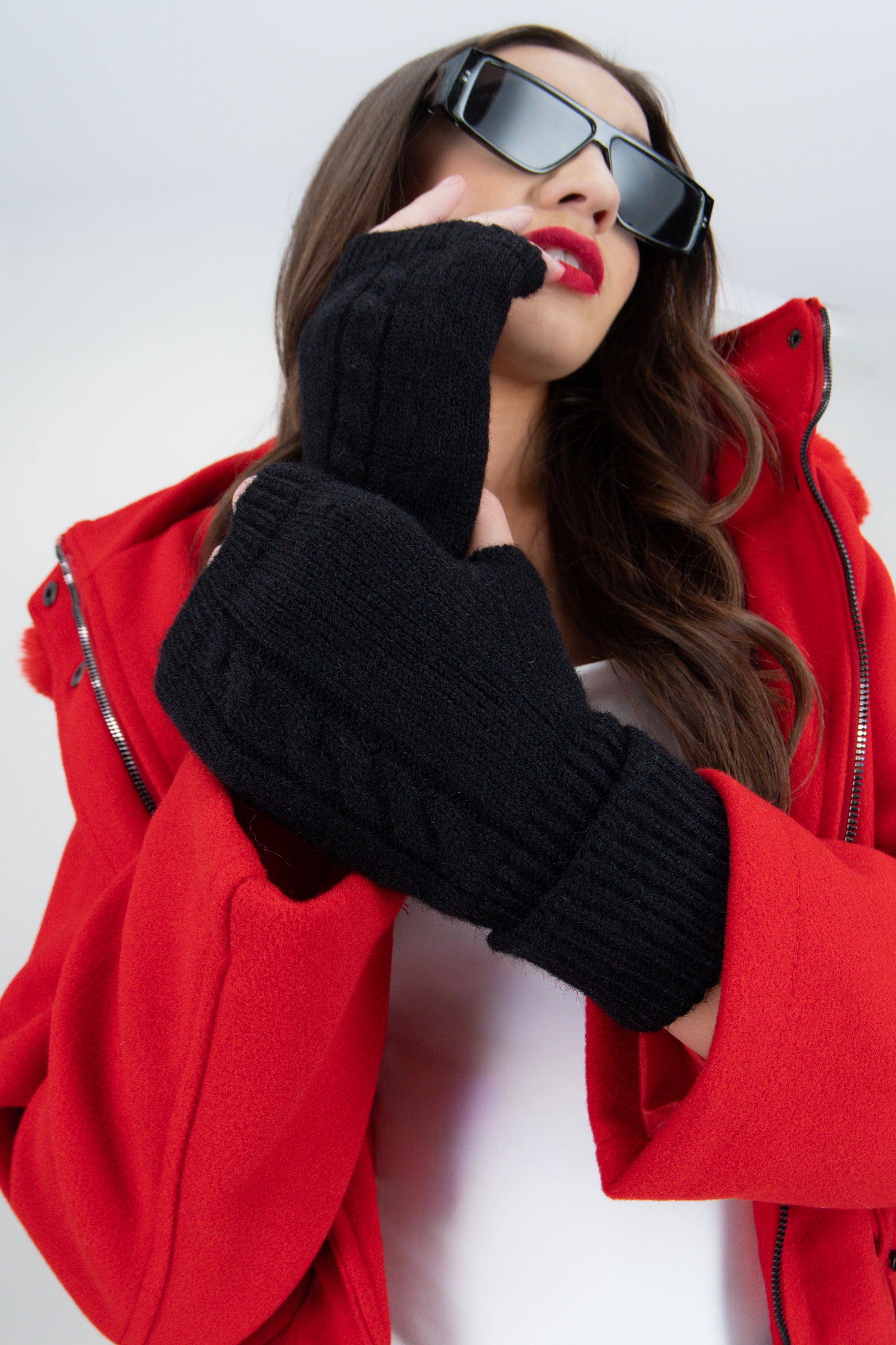 Guantes tejido trenzado NEGRO