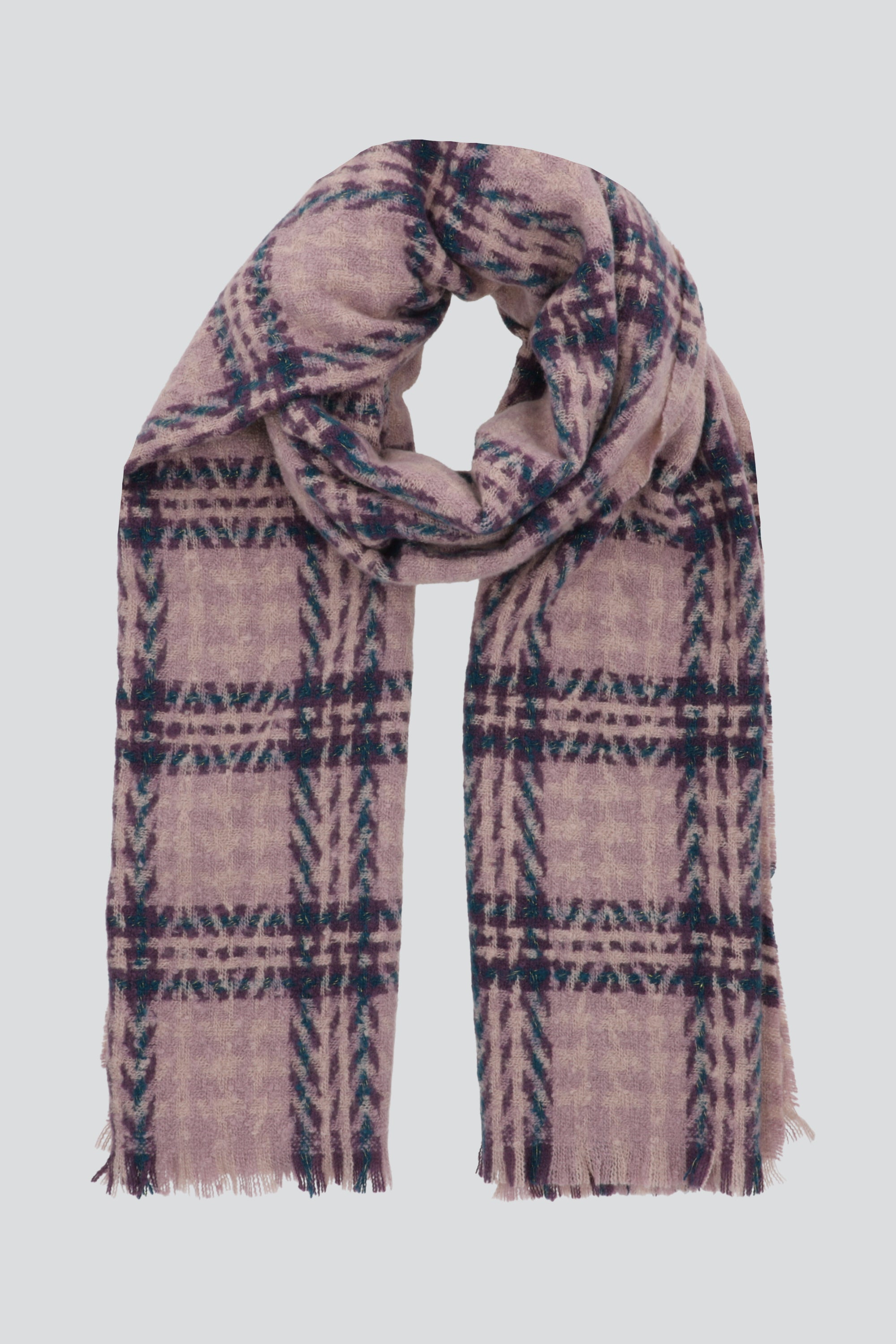 Bufanda tejida cuadros BEIGE