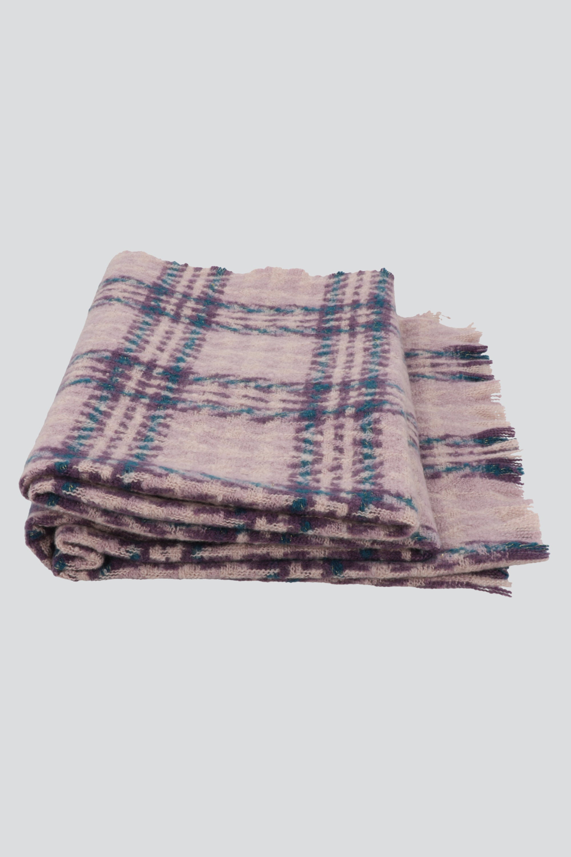 Bufanda tejida cuadros BEIGE