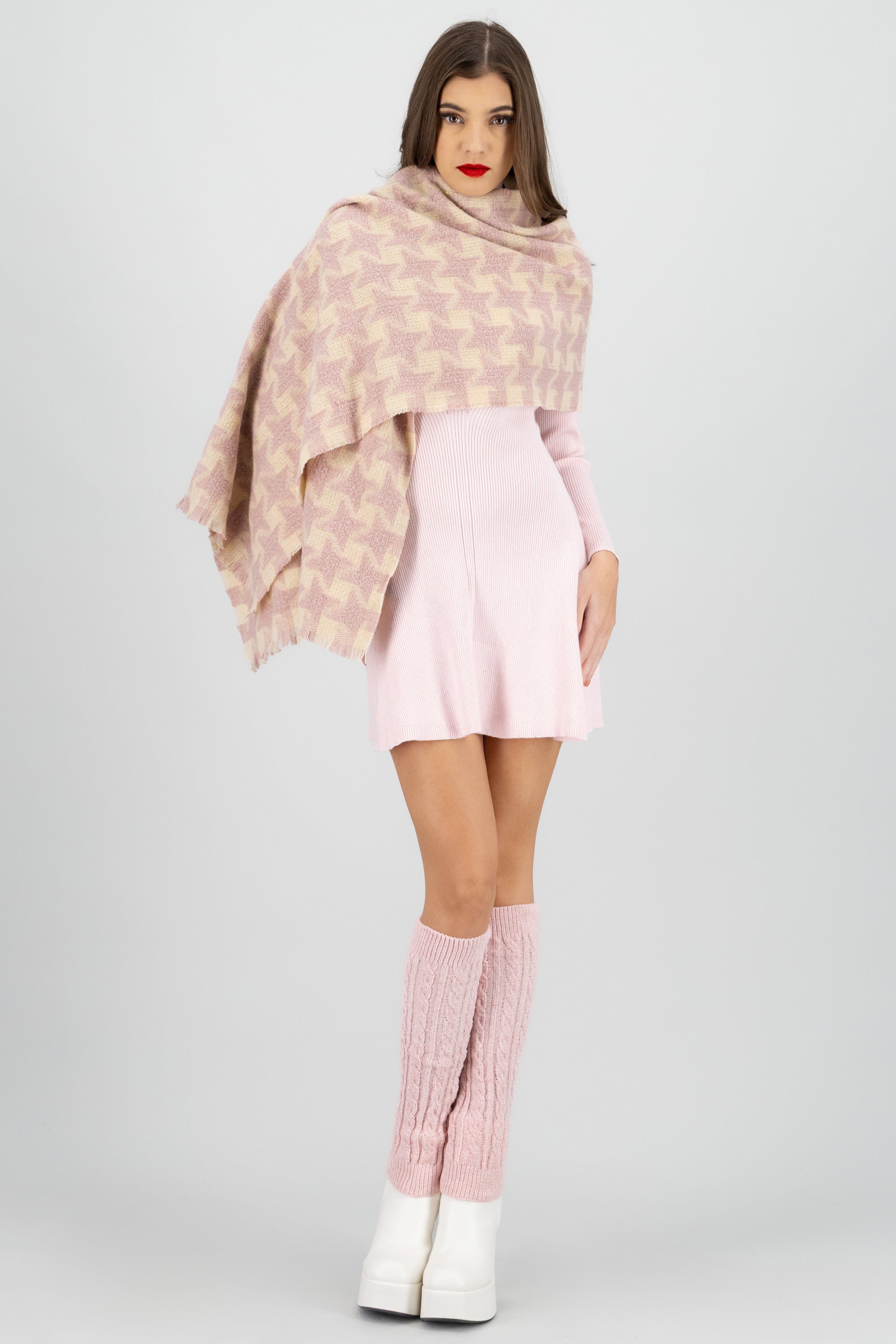 Bufanda tejida pata gallo BEIGE