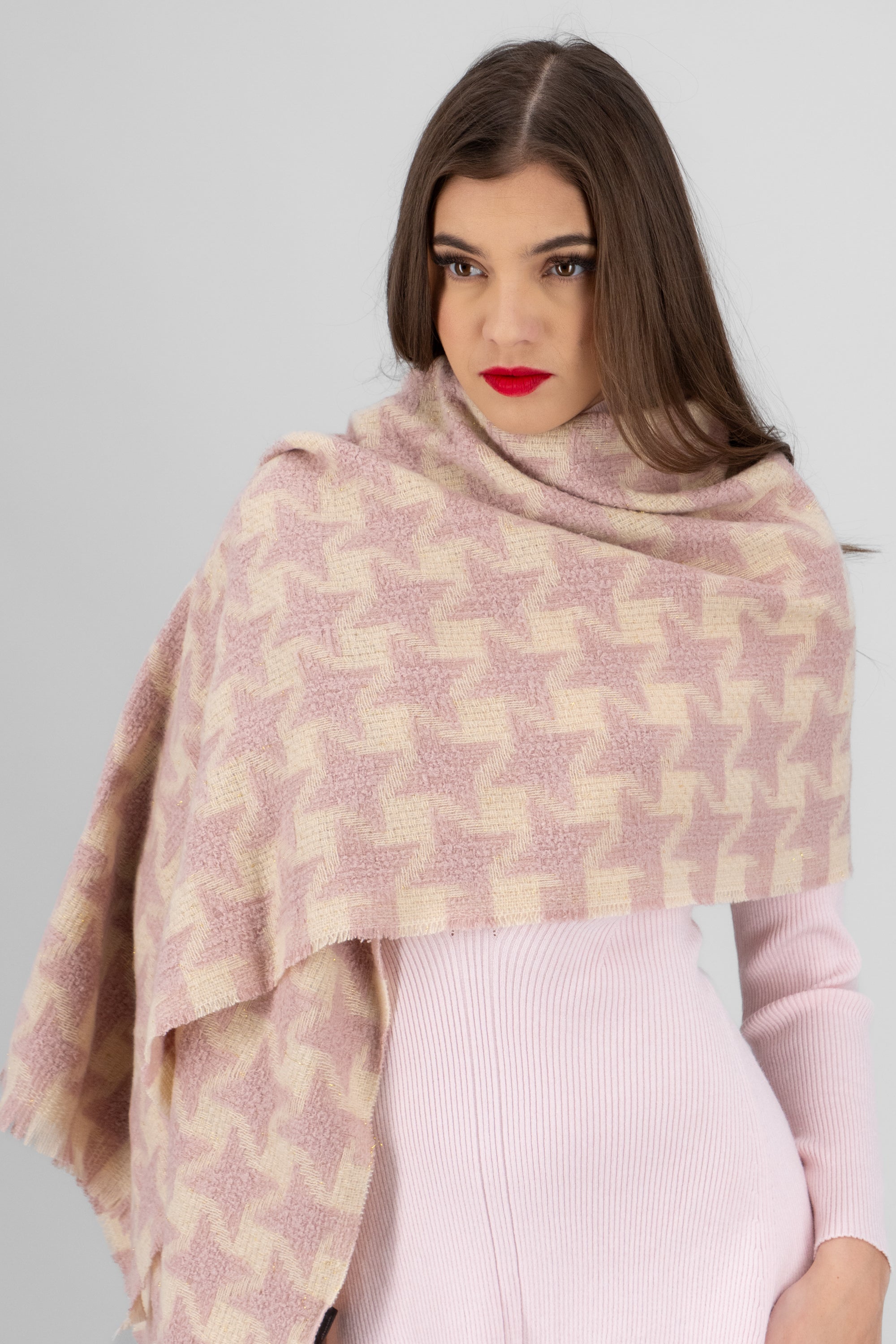 Bufanda tejida pata gallo BEIGE