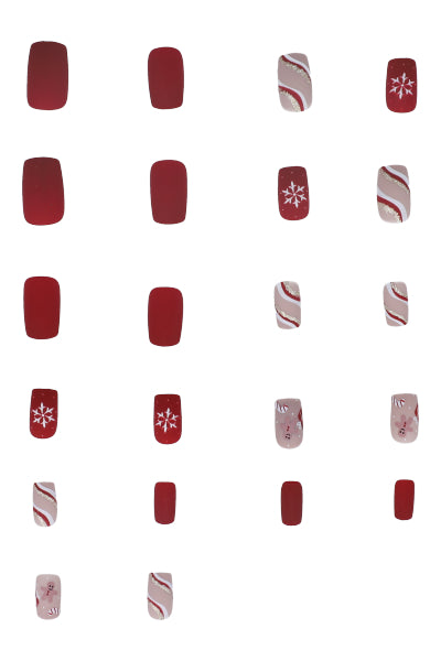 Set 24 uñas postizas navideñas ROJO