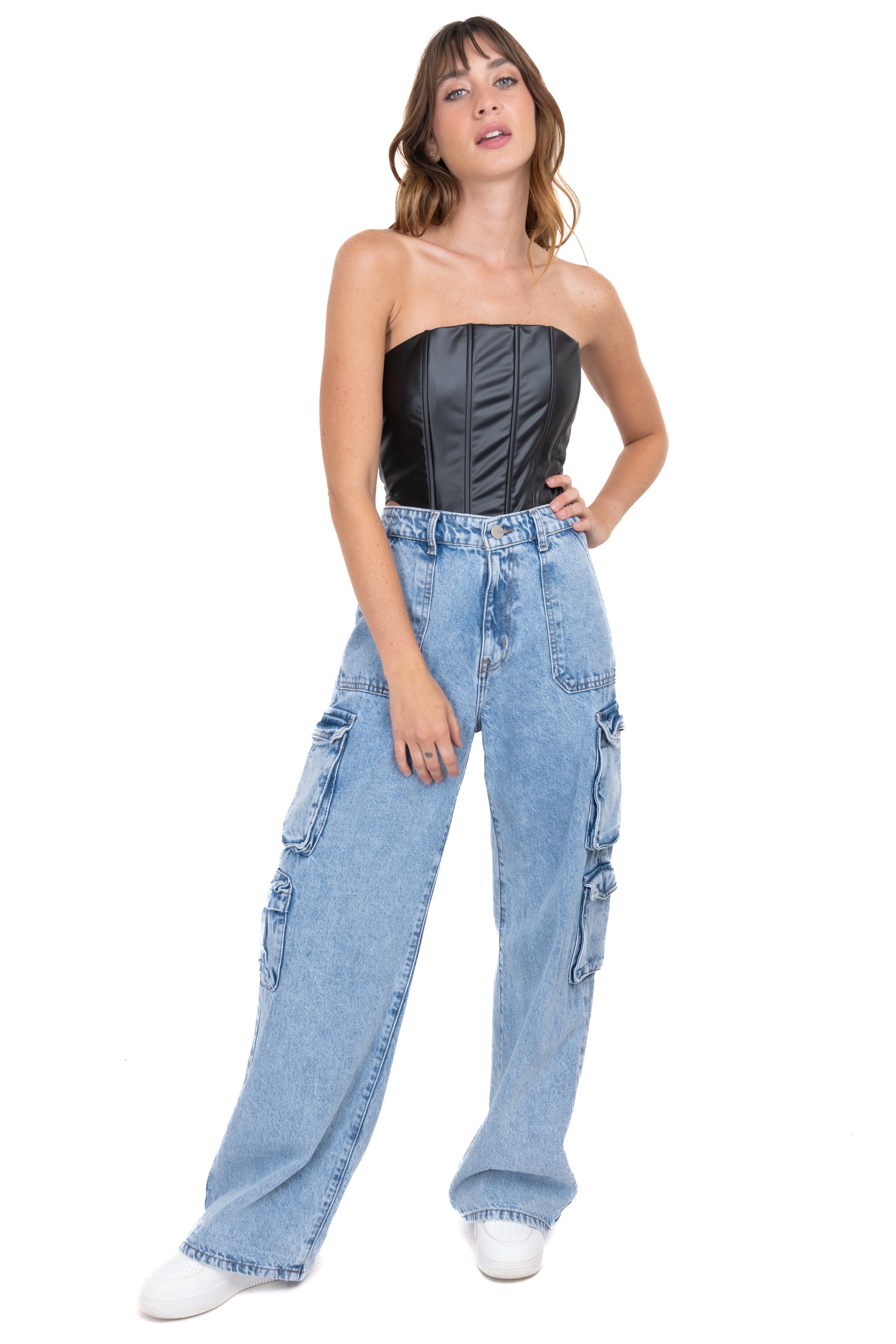 Jeans cargo straight STONE LIGHT
